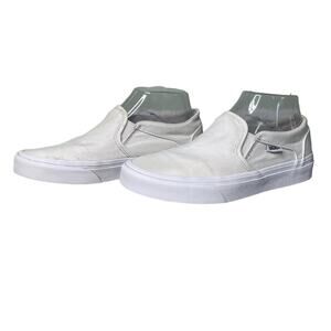 Vans Classic Slip-On Trainer Shoes Sneakers Low Top Canvas Solid White‎ Size 6.5